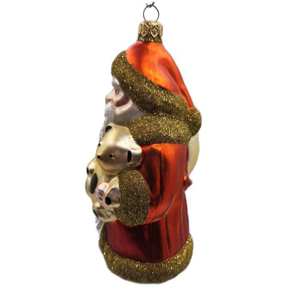 Patricia Breen Santa Claus and Teddy Orange Gold Christmas Tree Ornament Full - Picture 7 of 11